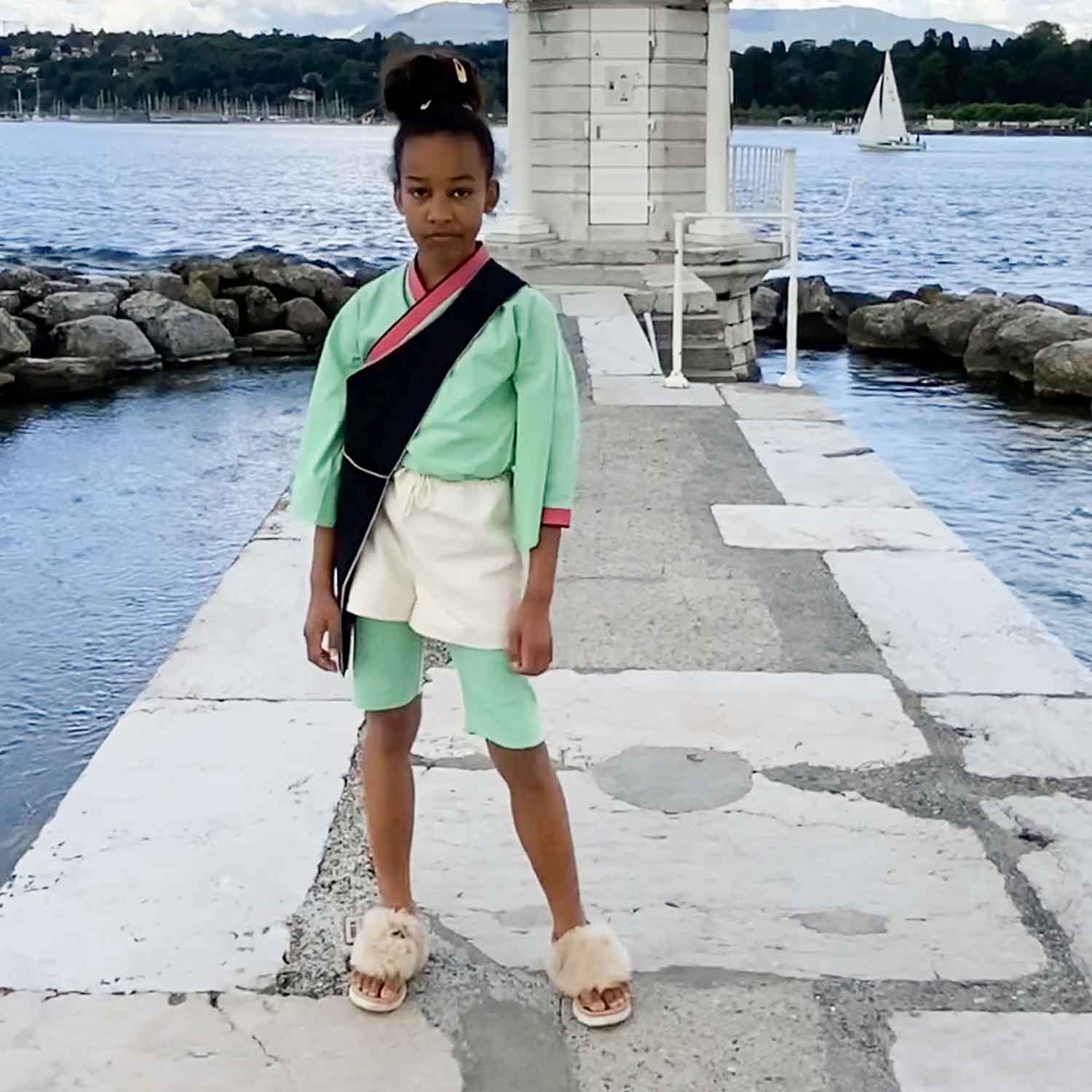 Kids' Off-White Canvas Mini Shorts